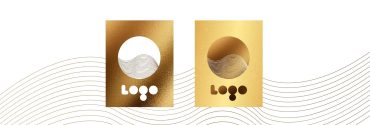 Goldfarbene Logos: Ruhm, Weisheit und Erfahrung